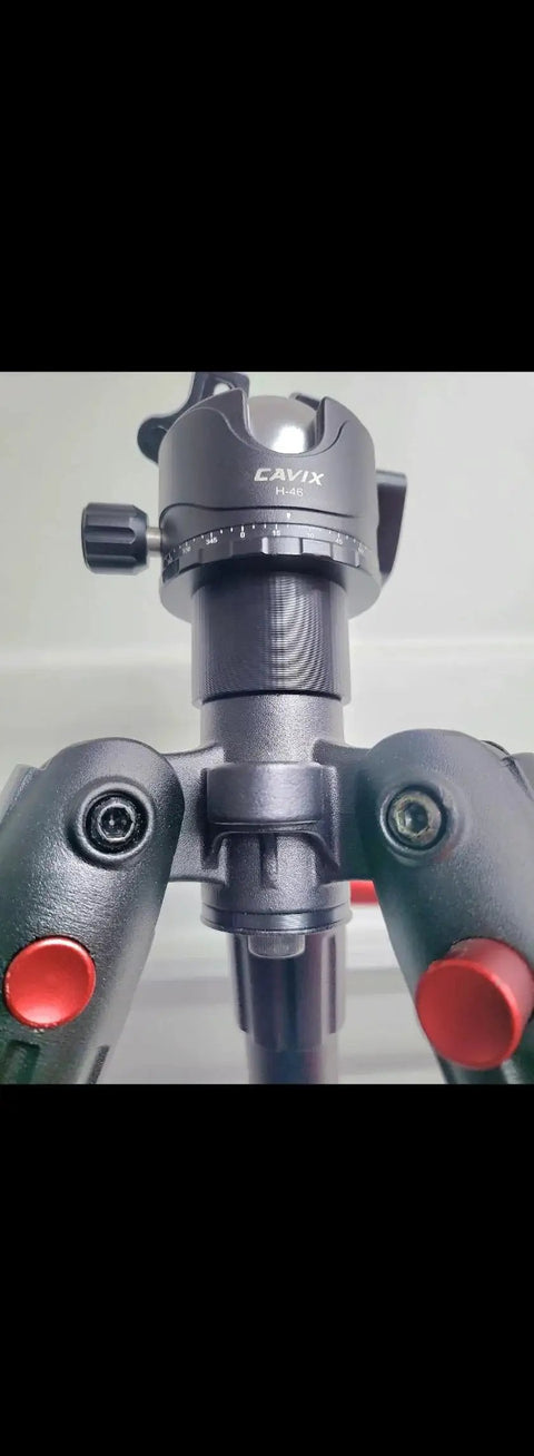 Ball Head Mount With 1 Inch Riser For BOG DeathGrip Tripod showing side view of Arca Swiss Plate Photography Adapter