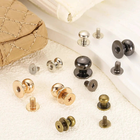 16Pcs Ball Head Button Stud Rivets With Screw Back For Leather Crafts 12x10x12mm Button Studs And 8x3.8mm Screws Set Metallic Black Finish