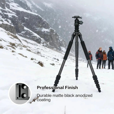 Ball Head Conversion Kit For DeathGrip Tripod with 3/8-16 Ball Head Adapter, tactical grade tripod in snowy mountain setting