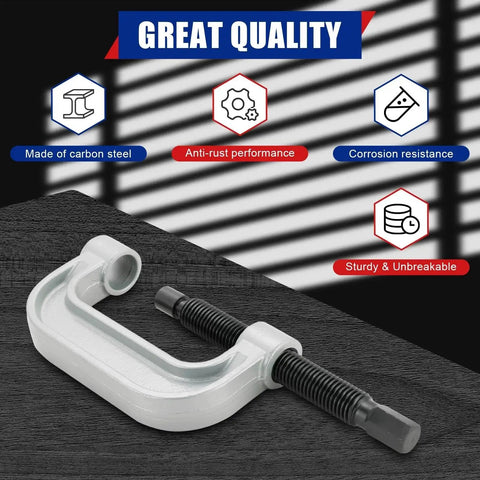Heavy Duty Ball Joint Removal Tool And U Joint Press Kit with carbon steel construction and anti-rust finish on display.