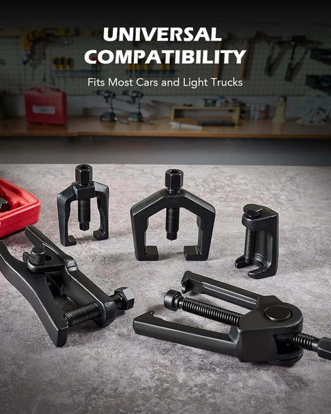 5-in-1 Ball Joint Separator, Pitman Arm Puller, Tie Rod End Tool Set for Front End Service, Splitter Removal Kit (RB06) displayed