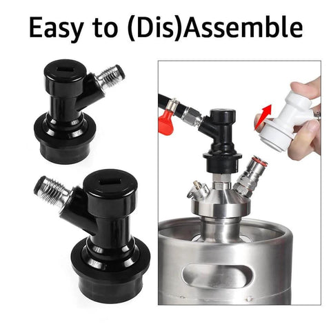 Two Pack Ball Lock Disconnects With Stainless One Quarter Inch Liquid Barb For Corny Kegs And Keg Posts MFL Swivel Nuts Plus Extra Hose Clamps