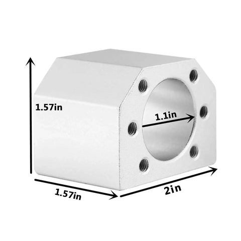 Ball Screw Kit SFU1605 1500mm 16mm Diameter Coupler End showing dimensions of ball nut housing for CNC machines and robotic systems