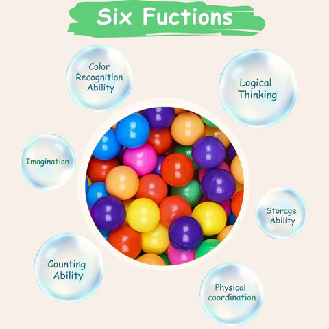 Ball Pit Balls Phthalate Free BPA Free Crush Proof Plastic - 7 Bright Colors, highlighting play functions.