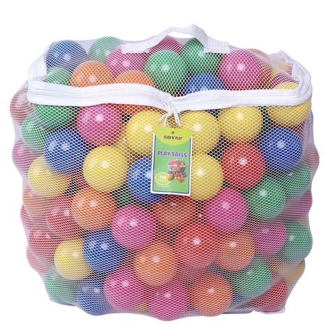 Ball Pit Balls for Kids, 200 Pack - Plastic Refill Balls, Phthalate & BPA Free, Reusable Storage Bag with Zipper, Gift for Toddlers and Kids for Ball Pit, Bright Colors in mesh bag.