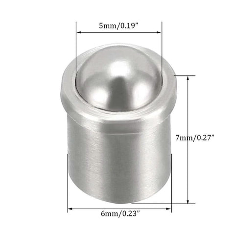 Close-up of a single 6x7mm stainless steel ball plunger from the 20pcs 6x7mm Ball Plunger Set, shown with measurements.
