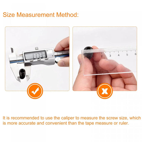 Caliper measuring Ball Point Set Screws M8 X 35mm for accurate sizing, promoting High Carbon Steel construction precision over ruler use.