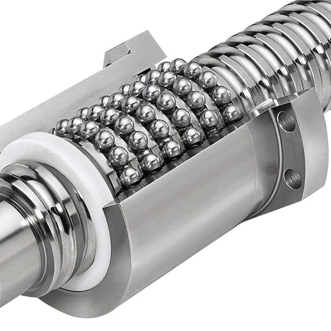 Close-up of Ball Screw CNC Parts SFU1610 Screw＋NUT, 1pcs Ball Screw + 1pcs Nut, featuring precision balls for smoother linear travel.