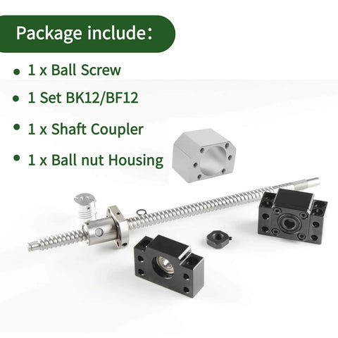 Ball screw kit sfu1605-1500mm/59.055inch, ball screws + bk/bf end support + ball nut housing + shaft coupler for CNC DIY
