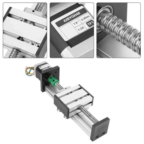 High Precision Ball Screw Linear Slide 1204 With 100mm Stroke And 12mm Diameter Shaft Long Stage Actuator, CNC linear guide close-up