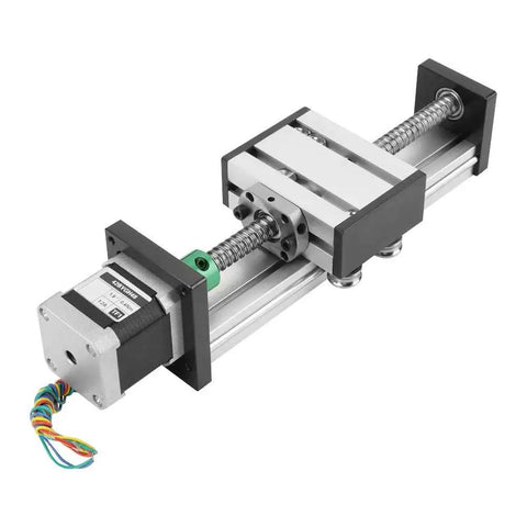 High Precision Ball Screw Linear Slide 1204 With 100mm Stroke and 12mm Diameter Shaft, CNC stepper motor assembly, aluminum guide