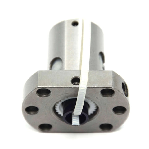 Front view of ball screw nut tbi sfu1204 (diameter 12mm pitch 4mm) for cnc machine parts, steel material, designed for steady alignment.