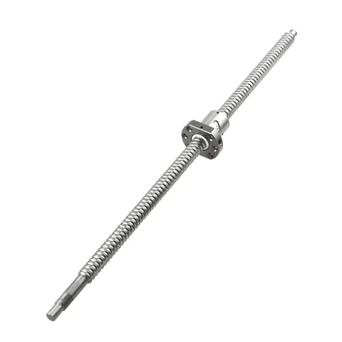 Ball Screw SFU1605 1050mm length 16mm diameter 5mm pitch for CNC machines, shown with nut housing, bracket, and coupler.