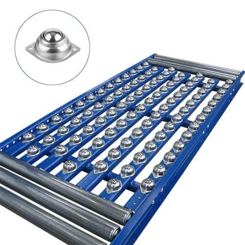 Surface Ball Bearing Rollers Ball Transfer Units with 1 Inch Main Ball Flange Mounted on blue conveyor table system