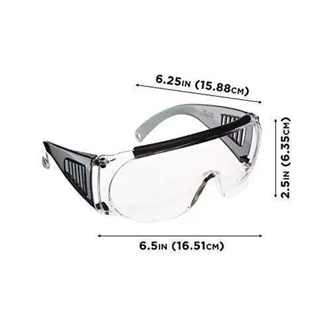 Ballistic Safety Glasses For Range Shooting Prescription Glasses Compatible Wraparound Frame ANSI Z87 1 shown with measurements