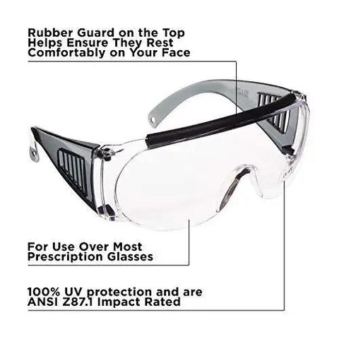 Ballistic Safety Glasses for Range Shooting Prescription Glasses Compatible Wraparound Frame ANSI Z87 1 Impact Resistant UV Protection