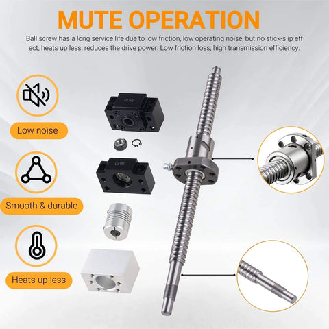 Ballscrew kit sfu1204 300mm with bk/bf10 set, 1204 ball screw rm1204 l300mm(11.8 inch) ball with nuts, screw nut housing, CNC use.