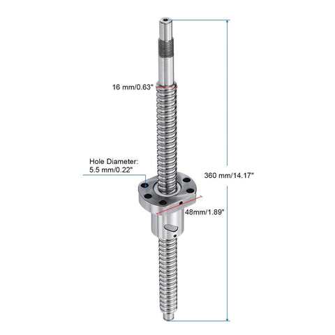 ✝️ BallScrew SFU1605 (Dia 16mm, Lead 5mm, Length 360mm) with Ball Screw Nut Anti Backlash Ball Screw Kit for CNC machine parts