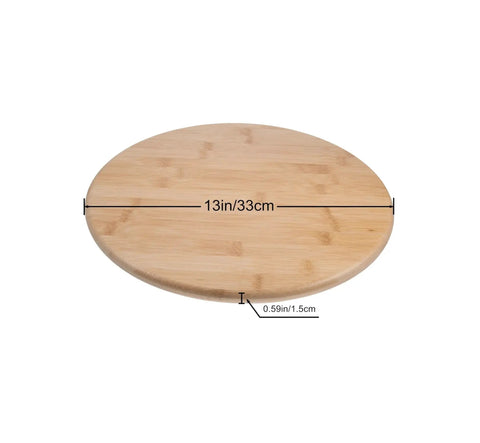 Bamboo Lazy Susan Turntable 13 Inch for Pantry Cabinets and Dining Tables, eco-friendly organizer, top view with measurements.