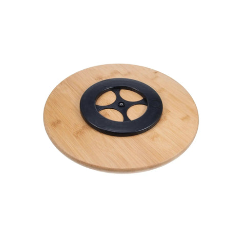 Bottom view of Bamboo Lazy Susan Turntable 13 Inch for Pantry Cabinets and Dining Tables Sturdy Eco Friendly Organizer with 360 Degree Rotation