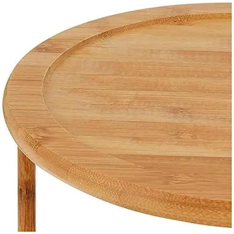 Close-up of Eco Friendly Bamboo Wood Two Tier Turntable showing natural renewable bamboo material and stylish finish.
