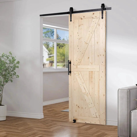 Sliding Barn Door 30 Inch Wide By 84 Inch High With Included Hardware Kit And Handle For Interior Rooms And Storage Closets Waterproof