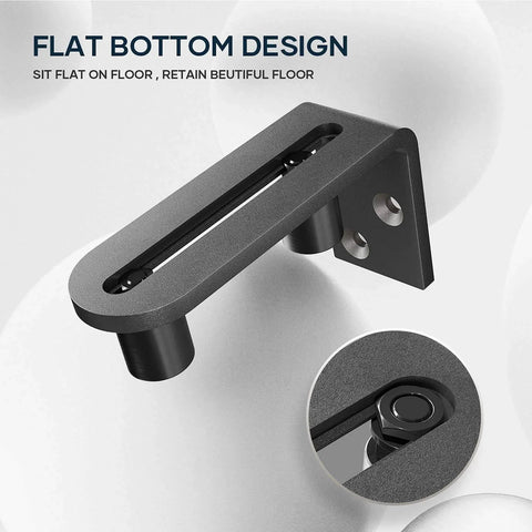Sliding Barn Door Bottom Floor Guide,Ball Bearings Adjustable Stay Roller,Wall Mount System,Flush Flat Bottom Design,2 Assemble Setup Options,Fit All Size Door,Black.