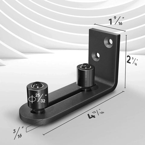 Sliding Barn Door Bottom Floor Guide,Ball Bearings Adjustable Stay Roller,Wall Mount System,Flush Flat Bottom Design,Black