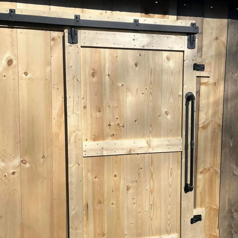 Box Rail Hanger Bracket Heavy Duty Barn Door Hardware 4 Pack Black Bolts Included For Mounting Rail On Barn Doors Installed View