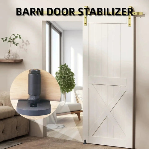 Barn Sliding Door Floor Fixed Rails With Adjustable Stay Roller And Double Wheel Clamping, installed in living room
