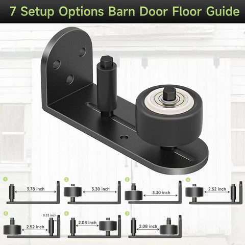 Sliding Barn Door Floor Guide With Quiet Bearing And Adjustable Rubber Rollers, Rustproof Aluminum Alloy Track