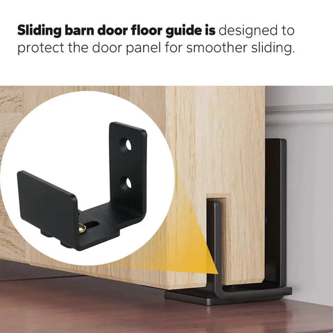 Sliding Barn Door Floor Guide Black Adjustable U Shape Flush Bottom Design Wall Mounted For Doors And Cabinets