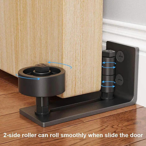 Two Pack Barn Door Floor Guide Set With Eight Setup Options for bottom flush installations on wood floor