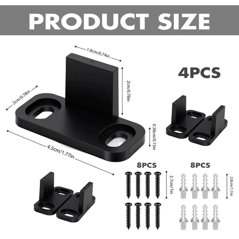Sliding Barn Door Floor Guide Set, 4 Pcs Heavy Duty Adjustable Bottom Stopper and Swing Restrictor with Mounting Hardware dimensions