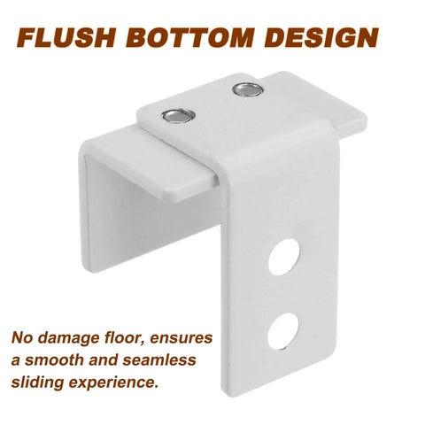 Sliding Barn Door Floor Guide Wall Mounted Adjustable 25mm To 37mm U Bracket With Flush Flat Bottom White Finish