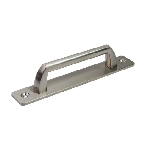 Sliding Barn Door Handle Set 5 Inch Center Hole Aluminum Alloy With Mounting Plate 6 Inch Door Pull Handle 2 Pieces Brushed Silver Indoor Outdoor Durable Hardware With Screws Included Easy Installation