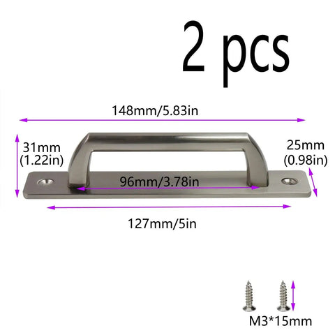 Sliding Barn Door Handle Set 5 Inch Center Hole Aluminum Alloy With Mounting Plate 6 Inch Door Pull Handle 2 Pieces Brushed Silver