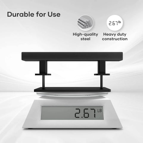 Heavy duty 12 inch sliding barn door handles and pulls double sided hardware set on scale, showing weight 2.67 lbs.
