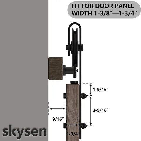 Sliding Barn Door Hardware Roller Set Black Carbon Steel Spoke Wheel Hanger Kit With 2 Rollers 2 End Caps Floor Guide