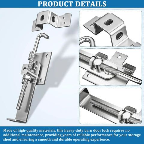 Secure, heavy duty barn door latch with cam style lock prevents unintended movement and forced entry, versatile 7 inch design