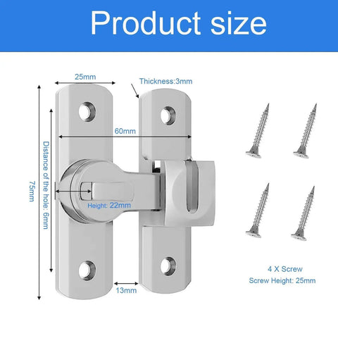 Adjustable 90 And 180 Degree Barn Door Lock Heavy Duty Rust Proof Sliding Door Latch dimensions with screws