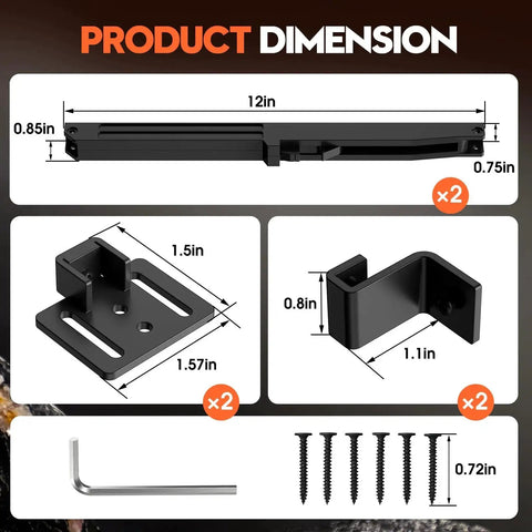 Image showing dimensions of Barn Door Soft Close Hardware Kit No Drill Installation With Upgraded Adjustable Damper and Stopper.