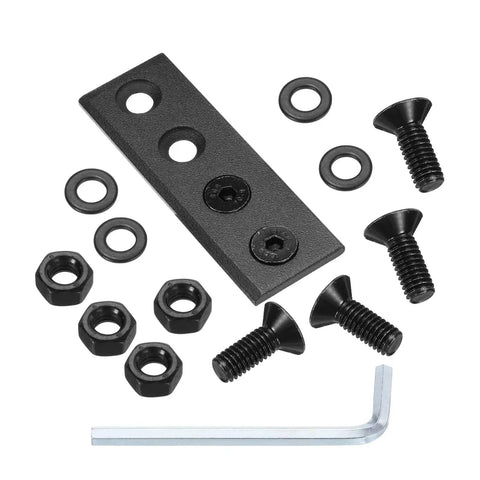 Barn Door Hardware Track Connector Splicing Plate Kit For Sliding Barn Doors Includes Rail Connector Nuts Screws Washers And Spanner Black Finish