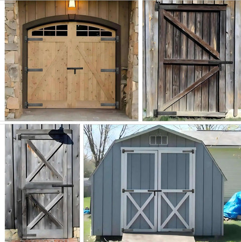 Beefy 12 Inch Heavy Duty T Strap Hinges Set Black Outdoor With 180 Degree Opening on various wooden doors and gates