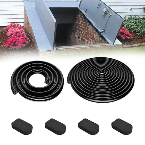 Bilco basement door seal kit with black rubber weatherstripping; includes 2 rolls and 4 cap seals (Amazon brand)