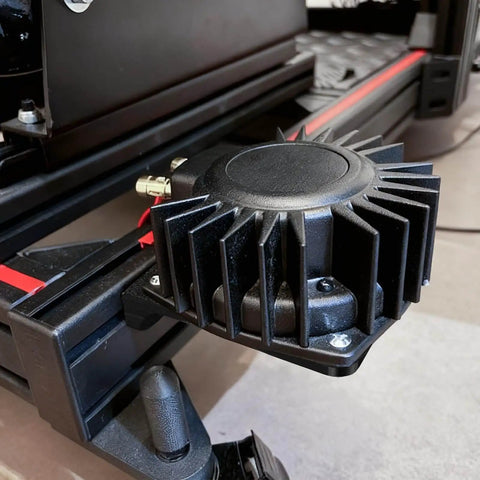 Close-up of Bass Shaker Mount For BST-1 Fits 100x100 Bass Vibrator with reinforced design installed for reduced vibration noise