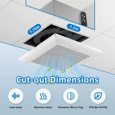 Quiet 110 CFM Bathroom Exhaust Fan With Metal Housing For Ceiling Mount, High Airflow Up To 107 Sq Ft, Energy Saving Bath Vent Extractor