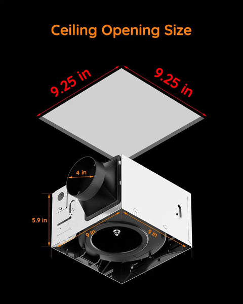 Bathroom Exhaust Fan With Light 130 CFM Quiet Ceiling Mount Vent 1.5 Sones 47W 1100 Lumens LED Light 3000K 4000K 5000K By Fitop