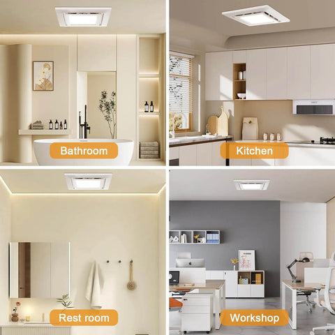 Whisper Quiet 10 Inch Bathroom Exhaust Fan With 6500K Fixed LED Light installed in bathroom, kitchen, rest room, workshop.