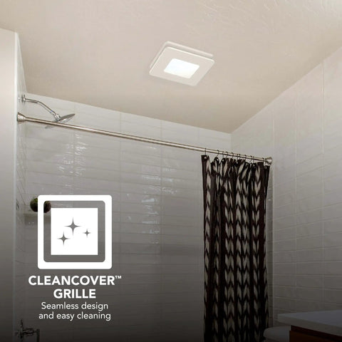 Installed Easy Retrofit Bathroom Exhaust Fan With LED Light That Handles Moisture And Odor, 80 CFM, Quiet 1.5 Sones, ENERGY STAR Certified